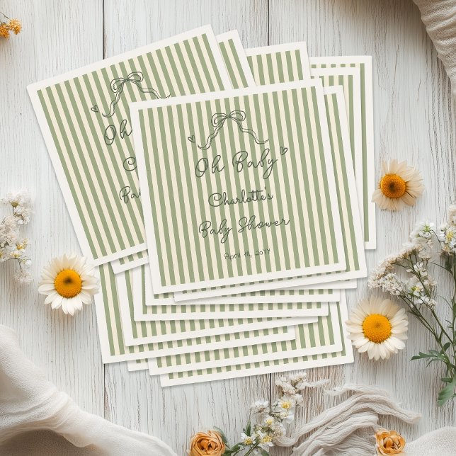 Guardanapo De Papel Whimsical Sage Green Gender Neutral Baby Shower (Criador carregado)