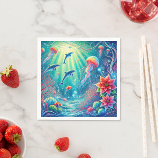 Guardanapo De Papel Whimsical Sealife & Poinsettia Decoupage Napkins