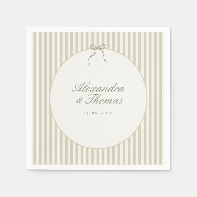 Guardanapo De Papel Whimsical Stripe Green Wedding Napkins (Frente)