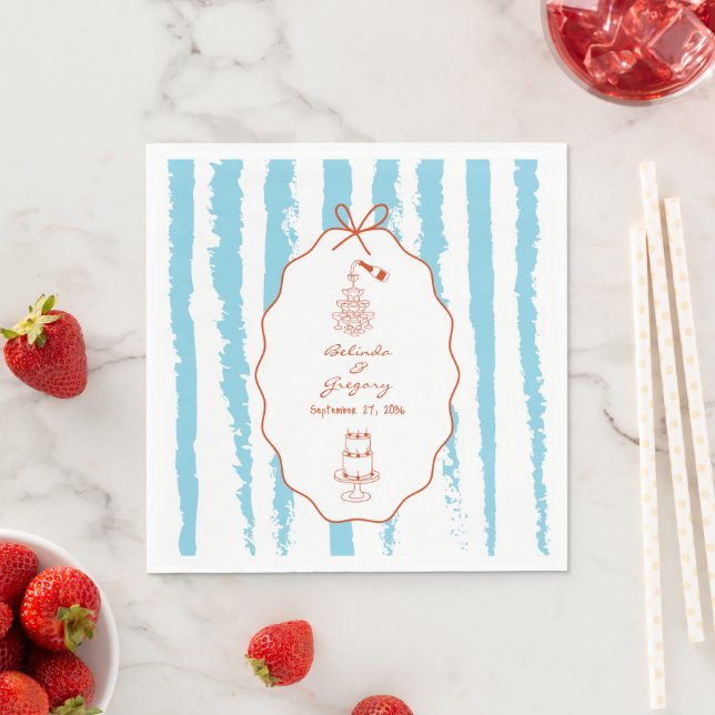Guardanapo De Papel Whimsical Stripes Handwritten Painted Wedding  (Insitu)