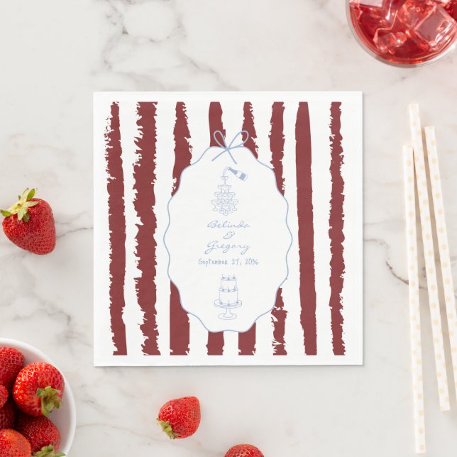 Guardanapo De Papel Whimsical Stripes Handwritten Painted Wedding  (Insitu)