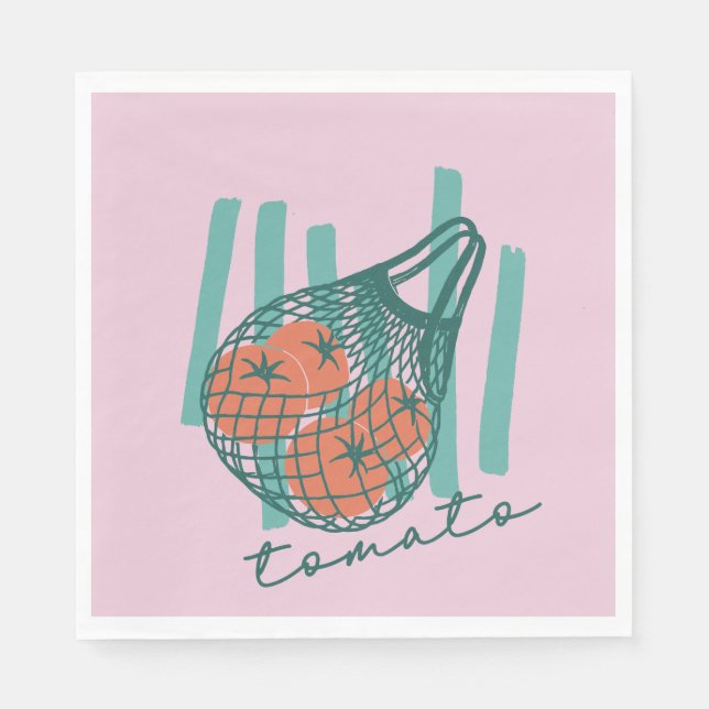 Guardanapo De Papel Whimsical Tomatos Italy Farmers Market (Frente)