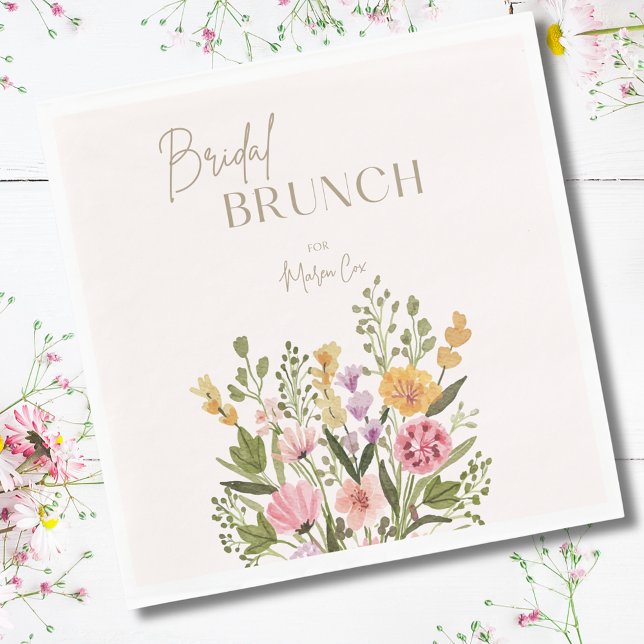 Guardanapo De Papel Whimsical Watercolor Buquê Brunch (Whimsical Watercolor Bouquet Bridal Shower Brunch Napkins
)