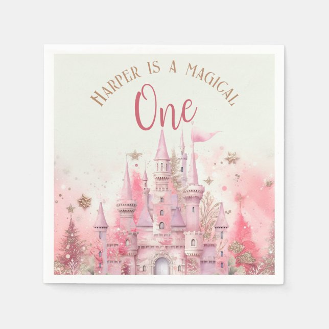 Guardanapo De Papel Whimsical Winter Princess Fairytale Primeiro Anive (Frente)