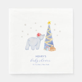 Guardanapo De Papel Whimsical Winter Santa Polar Bear Baby Shower 