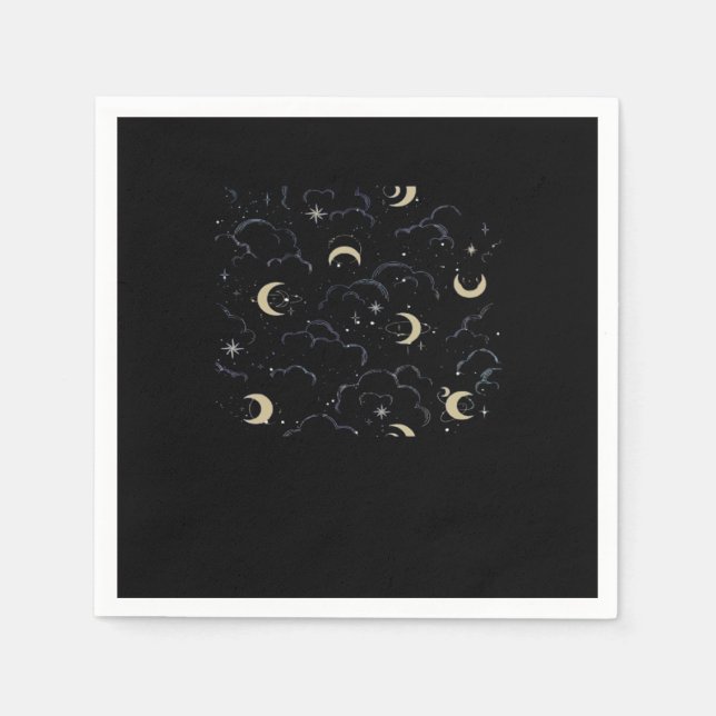 Guardanapo De Papel Whimsigoth Clouds Sun Moon Witchy (Frente)