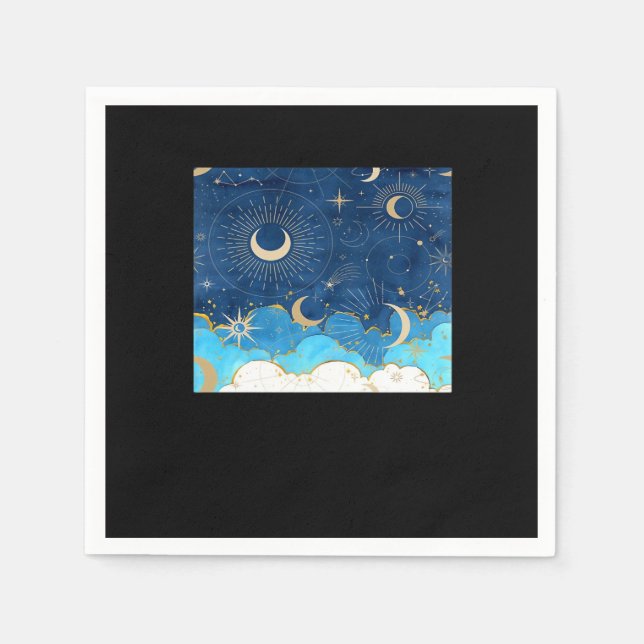 Guardanapo De Papel Whimsigoth Clouds Sun Moon Witchy Classic (Frente)