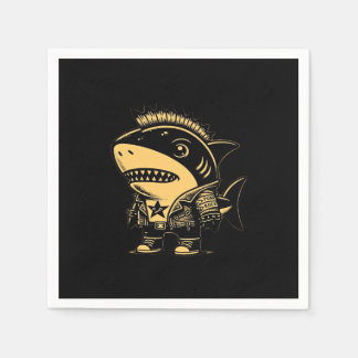 Guardanapo De Papel Whimsigoth Cyborg Shark Vintage Art Design