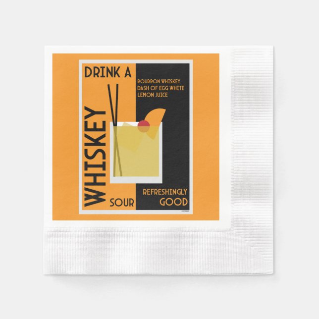 Guardanapo De Papel Whiskey Sour Cocktail Napkin (Frente)