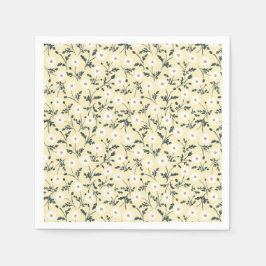 Guardanapo De Papel Whispering Meadow - Butter Yellow Floral Pattern