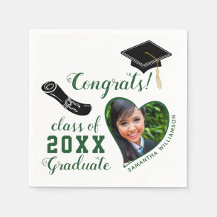 Guardanapo De Papel White and Green Class of 2025 Congrats Graduation
