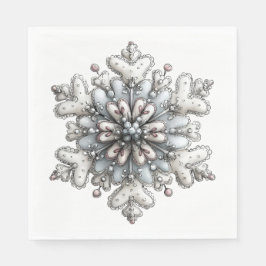 GUARDANAPO DE PAPEL WHITE AND SILVER HOLIDAY WINTER SNOWFLAKES