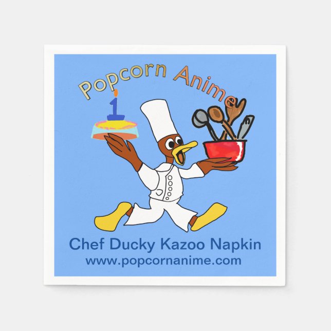 Guardanapo De Papel White Blue Chef Ducky Kazoo Funny Party Paper (Frente)