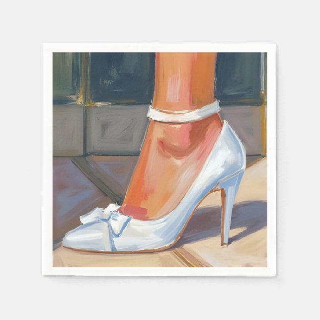 Guardanapo De Papel White Bridal Heels Wedding (Frente)
