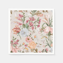 Guardanapo De Papel White Cats Pink Roses Floral 