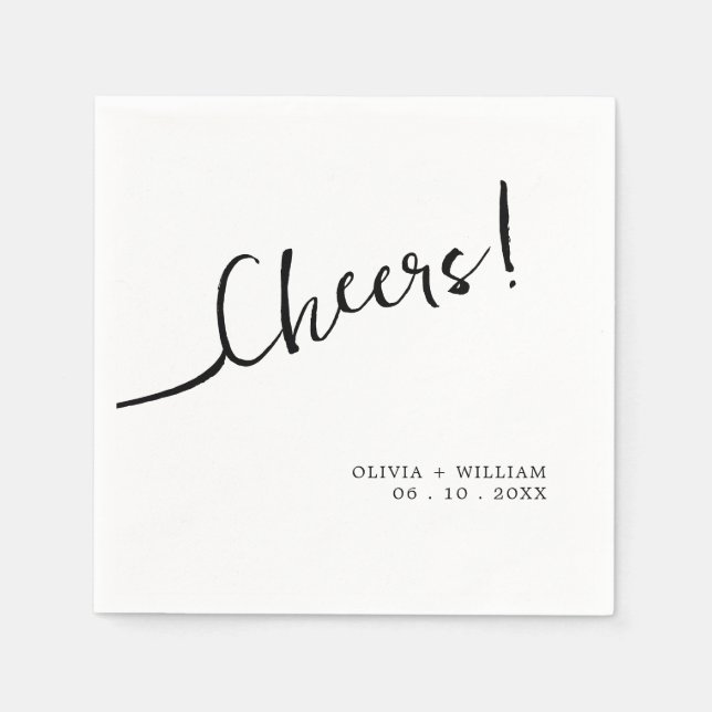 Guardanapo De Papel White Cheers Modern Wedktail Napkins (Frente)