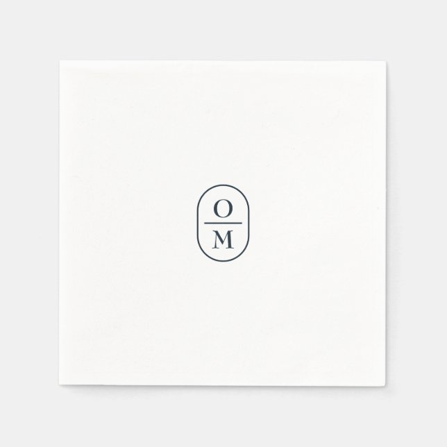 Guardanapo De Papel White | Chic Typography Minimal Monogram Wedding (Frente)