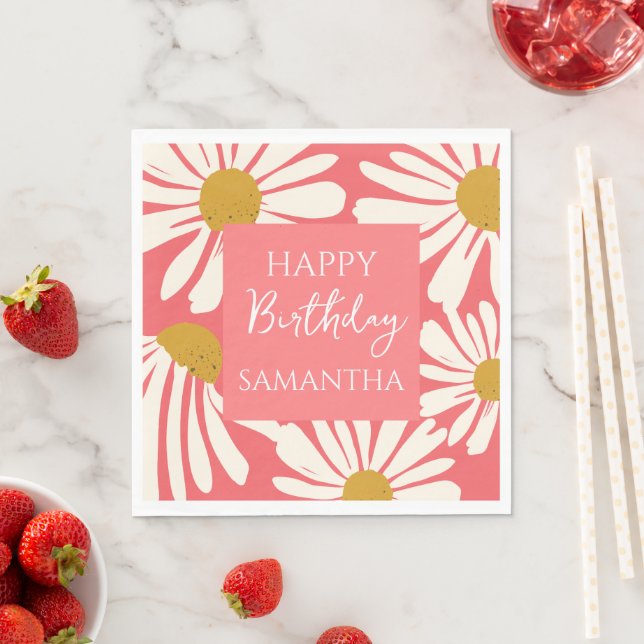 Guardanapo De Papel White Daisy Blooms –  Floral  Garden Birthday  (Insitu)
