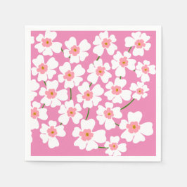 Guardanapo De Papel White Fantasy Flower Lover Pink
