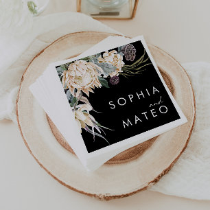 Guardanapo De Papel White Floral Casamento Negro Napkins