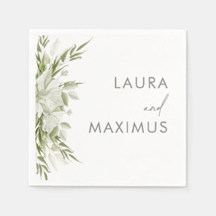 Guardanapo De Papel White Floral Greenery Wedding