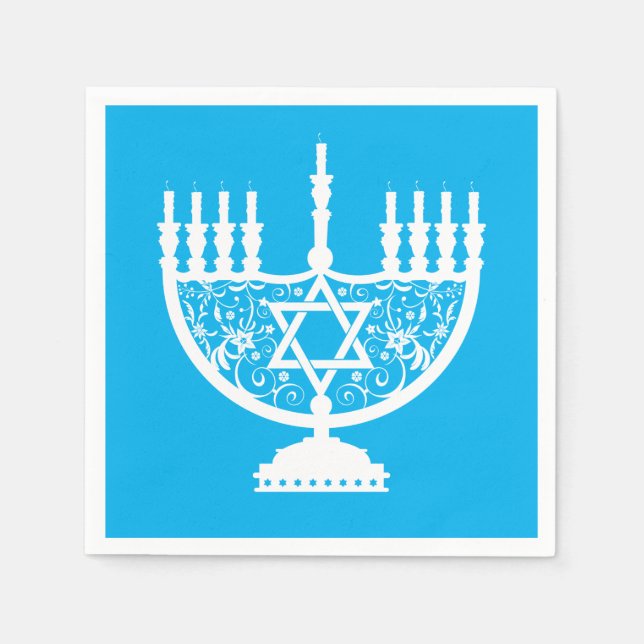 Guardanapo De Papel White Hanukkah menorah (Frente)