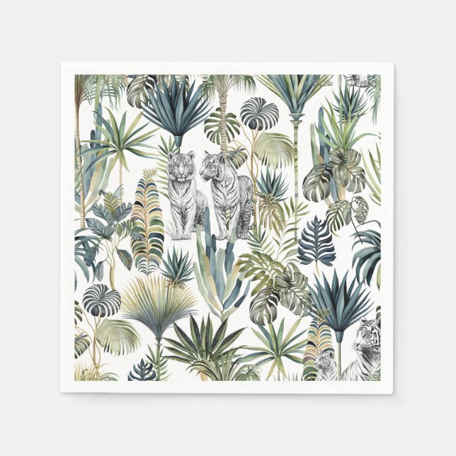 Guardanapo De Papel White Jungle White Tigers Paper Napkins (Frente)