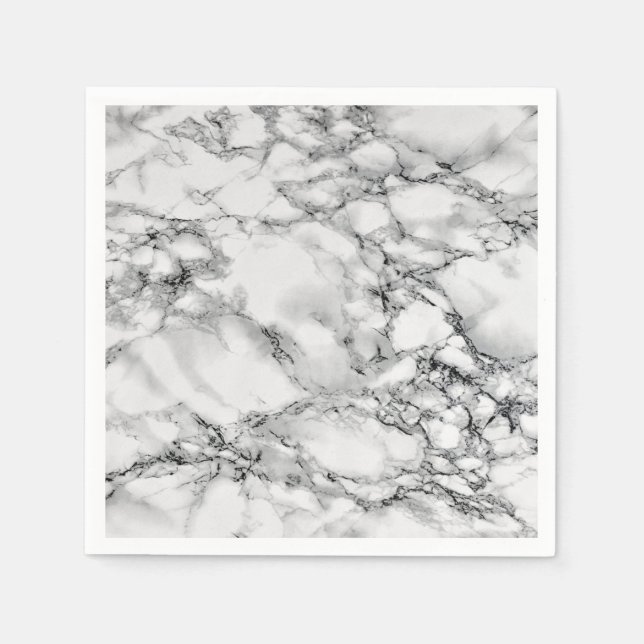 Guardanapo De Papel White Marble Stone Napkins Design moderno (Frente)