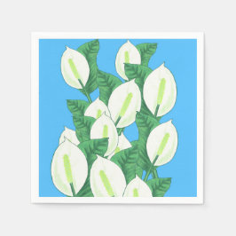 Guardanapo De Papel White Peace Lily Illustration Pale Blue