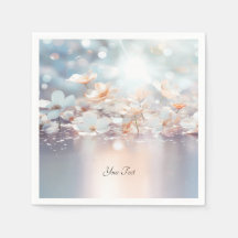 White Peach Floral Napkins