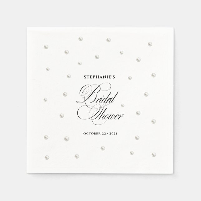 Guardanapo De Papel White Pearls Bridal Shower (Frente)
