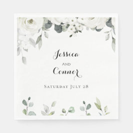 Guardanapo De Papel White Peony Greenery Wedding Napkins