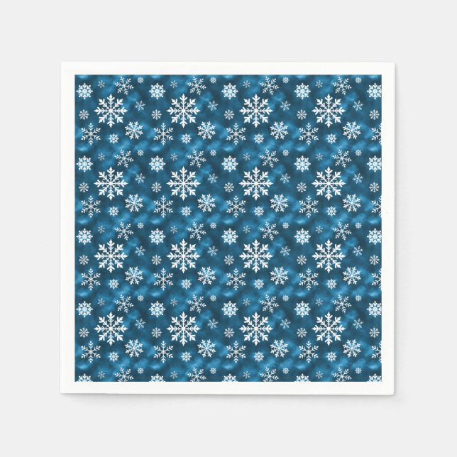 Guardanapo De Papel White Pretty Snowflakes On Winter Blue Background (Frente)