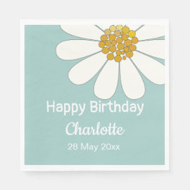 Guardanapo De Papel White Retro Modern Daisy Flower Personalizado Aniv