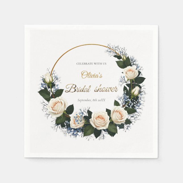 Guardanapo De Papel White Roses & Blue Baby’s Breath Celebrate (Frente)