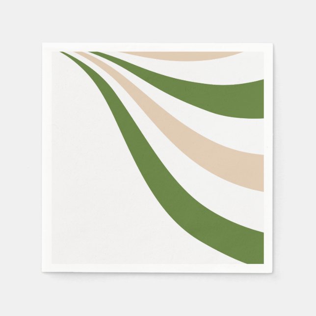 Guardanapo De Papel White, Sand e Palm Green Wave (Frente)