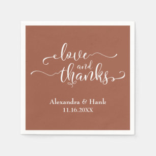 Guardanapo De Papel White Script de Obrigados e Amor em Terra Simples