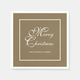Guardanapo De Papel White Script Elegante Personalizado Dourado Natal