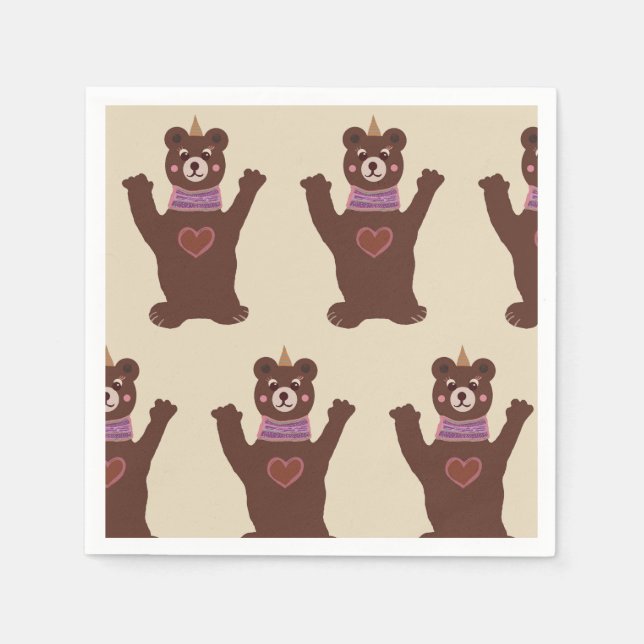 Guardanapo De Papel White Standard Coctail Paper Napkins Bear (Frente)