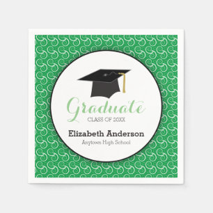 Guardanapo De Papel White Swirl em Graduação Personalizada Verde