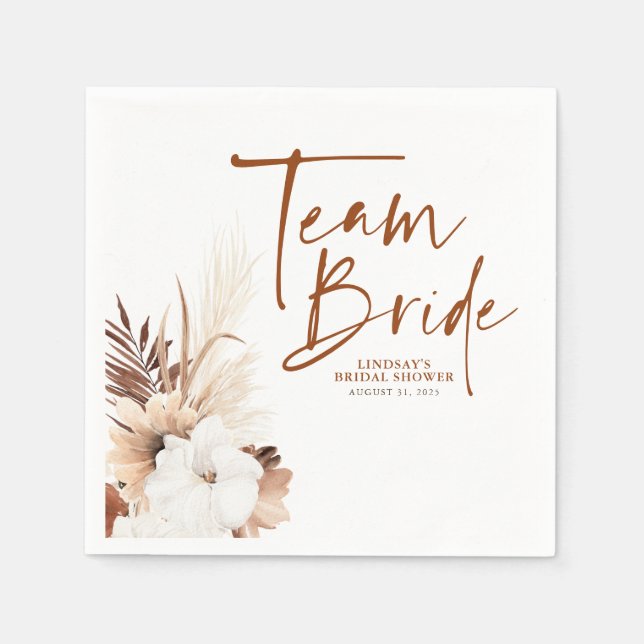 Guardanapo De Papel White Terracotta Flowers Chá de panela Team Bride (Frente)