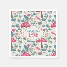 White Vintage Cottagecore Mushroom Birthday