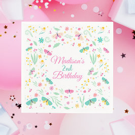 Guardanapo De Papel White Whimsical Garden Butterfly Girls Birthday