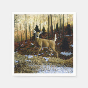 Guardanapo De Papel Whitetail Deer Doe na Floresta de outono