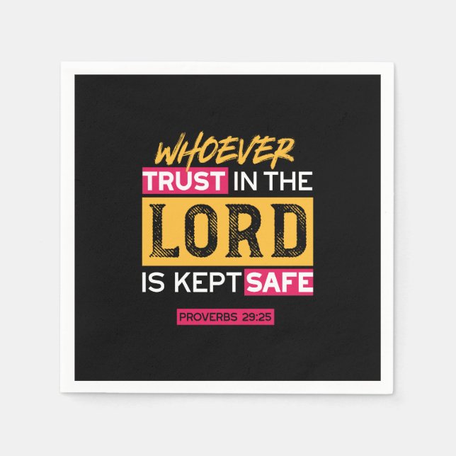 Guardanapo De Papel Whoever Trusts in the Lord Is Kept Safe Quote (Frente)