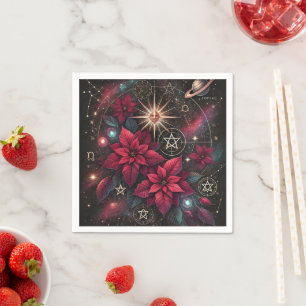 Guardanapo De Papel Wiccan Night Sky Poinsettia Decoupage Napkins