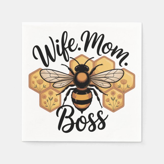 Guardanapo De Papel Wife. Mom. Boss (Frente)