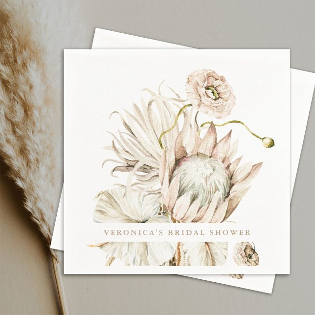 Guardanapo De Papel Wild Boho Protea Pampas Grass Chá de panela Floral (Criador carregado)
