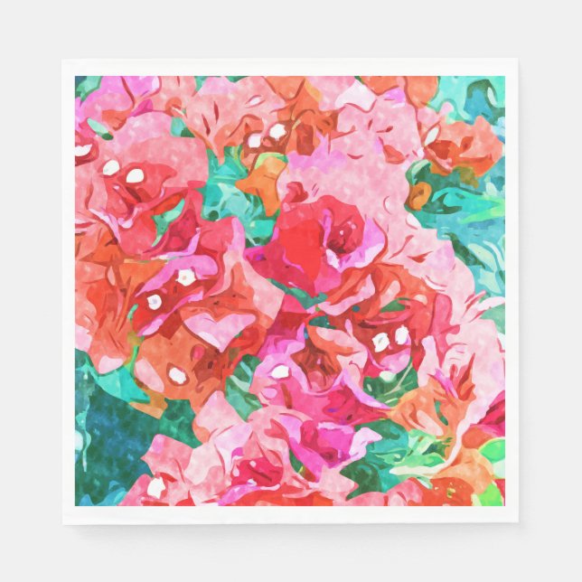 Guardanapo De Papel Wild Bougainvillea, Bloom Summer Floral Bohemian (Frente)