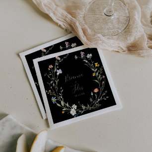 Guardanapo De Papel Wild Multicolor Floral Black Wedding Napkin
